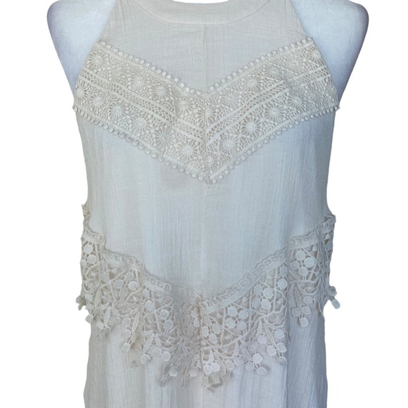 J Gee Dress M Ivory Rayon Blend Lined Sleeveless A Line Dress Lace‎ Feminine - Picture 3 of 16